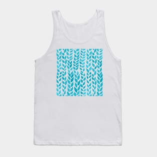 Simple Watercolor Leaves -  Light Blue & Navy Tank Top